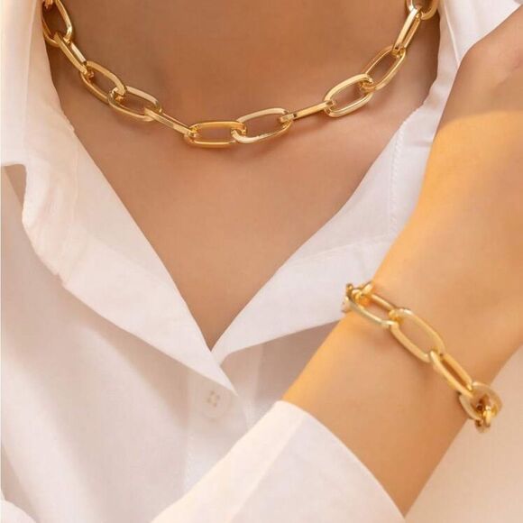 Chain Necklace + bracelet set A1256 - Picture 1 of 3